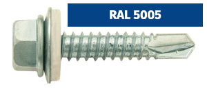 Саморезы кровельные  5,5х 19 RAL5005 ярко синие сверло №3 до 6 мм ( 250 шт) Крепыши/Daxmer
