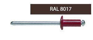 Заклепки комбинированные 4,0х10 RAL 8017 темно-коричневые (1 000 шт) DIN 7337