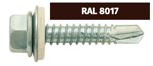 Саморезы кровельные  5,5х 25 RAL8017 темно-коричневые сверло №3 до 6 мм (  250 шт) Крепыши/Daxmer