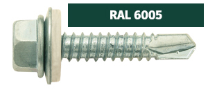 Саморезы кровельные  5,5х 19 RAL6005 темно-зеленые сверло №3 до 6 мм ( 250 шт) Крепыши/Daxmer