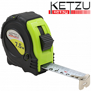 Рулетка  7,5м х25 мм белое полотно автостоп двухкомпонентный корпус KETZU