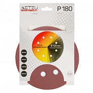 Круги шлифовальные 125 мм зерно 180  8 отверстий (5шт) // KETZU