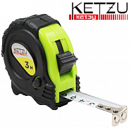 Рулетка 3м x16мм белое полотно 3 кнопки стопа двухкомпонентный корпус KETZU Standart