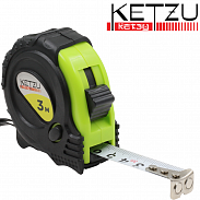 Рулетка 3м x16мм белое полотно 3 кнопки стопа двухкомпонентный корпус KETZU Standart