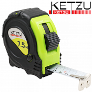 Рулетка 7,5м х25 мм белое полотно 3 кнопки стопа двухкомпонентный корпус KETZU Standart
