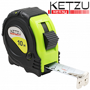 Рулетка 10м х25 мм белое полотно 3 кнопки стопа двухкомпонентный корпус KETZU Standart